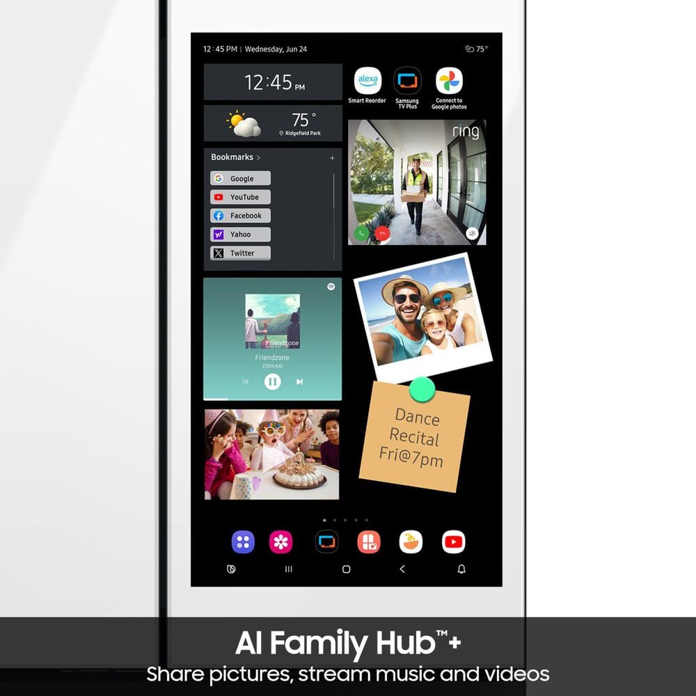 Samsung 28.6 Cu. Ft. Bespoke 4-Door French Door Refrigerator with AI Family Hub+ &amp; AI Vision Inside in White Glass, , large
