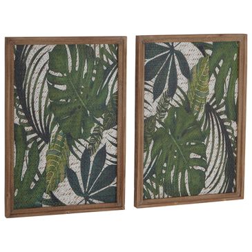 Maple and Jade 25" x 17" Leaf Art Wall Decor in Green (Set of 2), , large
