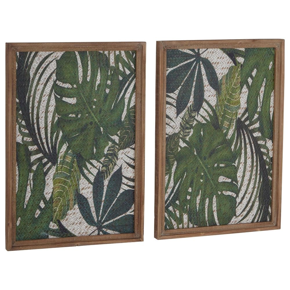 Maple and Jade 25" x 17" Leaf Art Wall Decor in Green (Set of 2), , large
