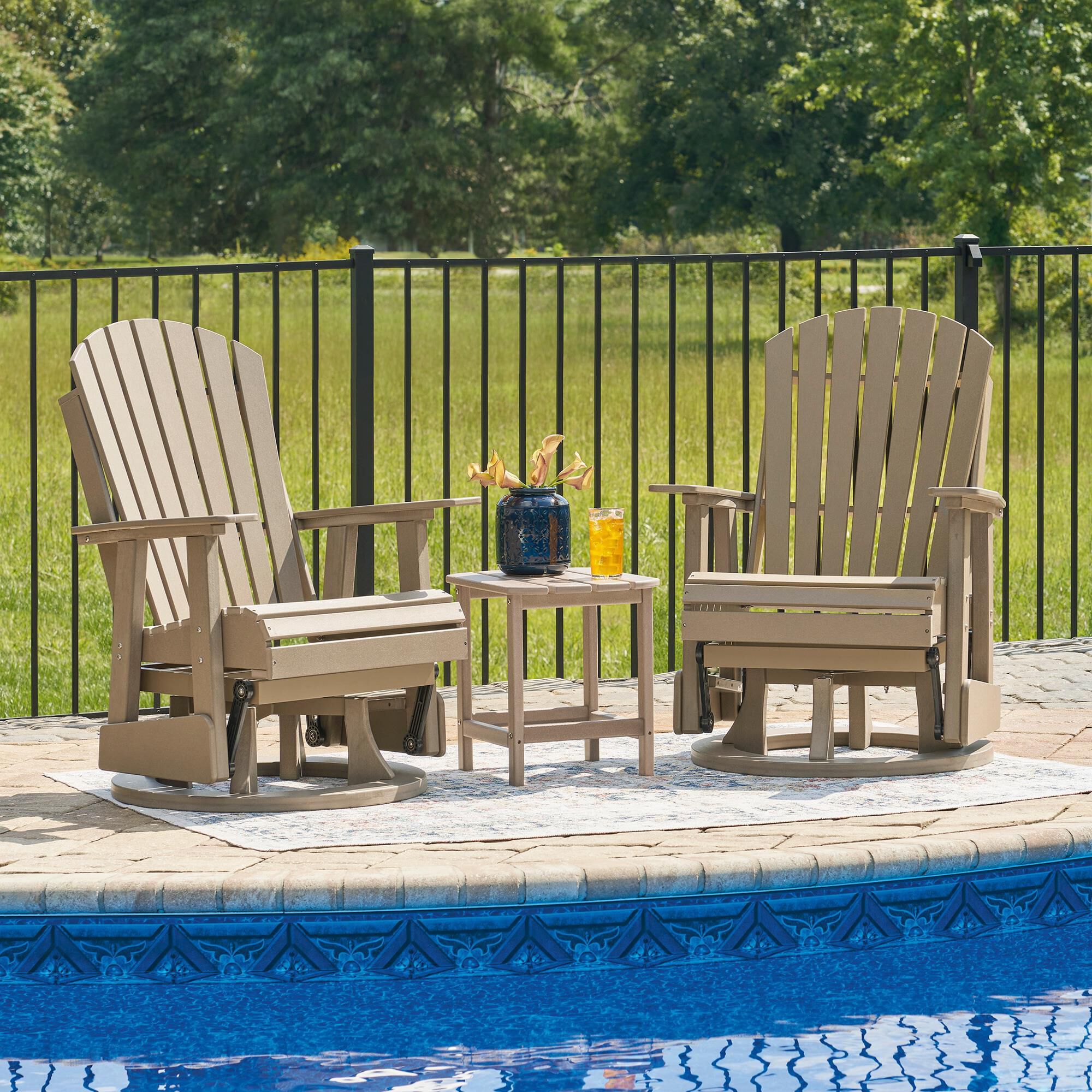 Ashley Hyland Wave Swivel Glider Chair in Driftwood
