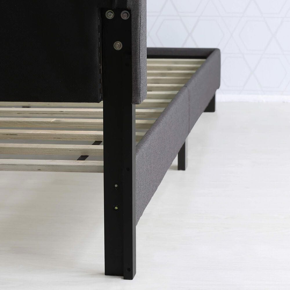 HOMLUX Laval Queen Upholstered Platform Bed Frame in Stone, , large