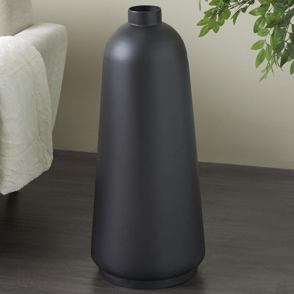 Maple and Jade 30&quot; Decorative Vase with Narrow Opening in Matte Black, , large