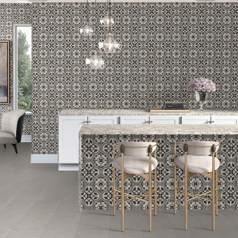 Dal-Tile Memoir Petal Black 12&quot; x 12&quot; Ceramic Tile, , large