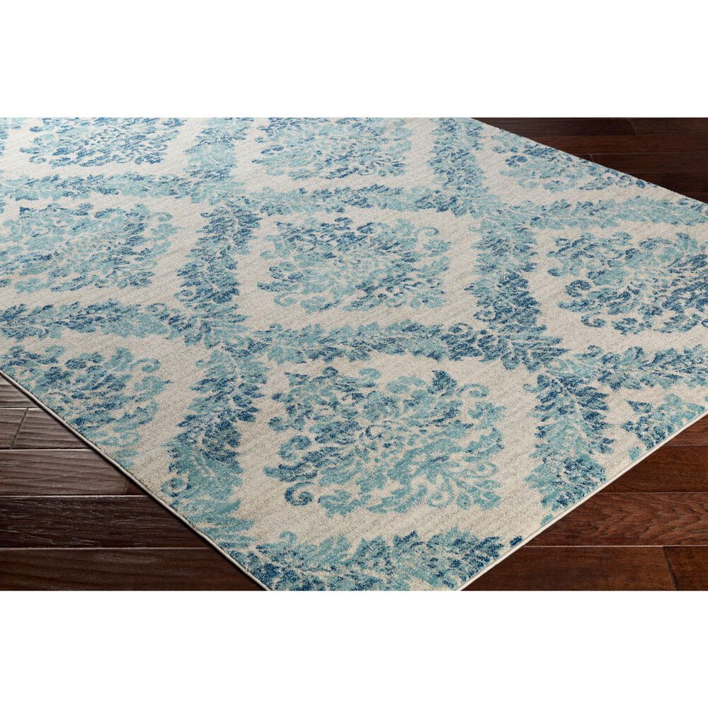 37B Harput Navy, Ivory, Medium Gray and Teal 3&#39;11&quot; x 5&#39;7&quot; Area Rug, , large