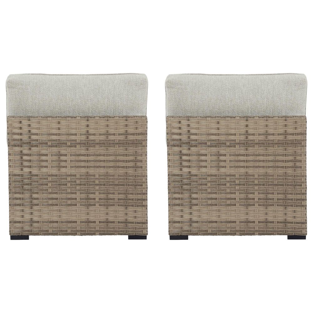 Ashley Calworth Patio Armless Chair in Beige &#40;Set of 2&#41;, , large