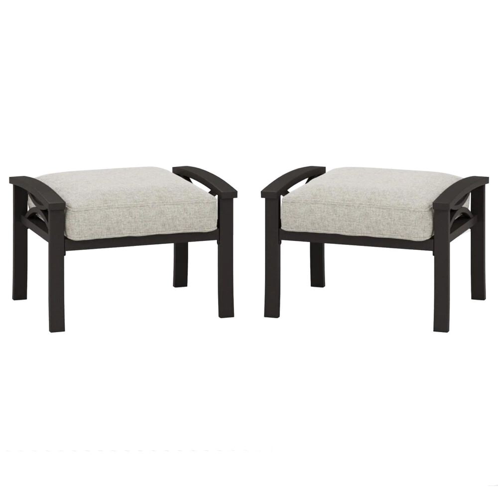 Hearth and Haven 26" Patio Ottoman in Beige (Set of 2), , large