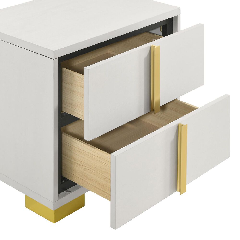 Pacific Landing Marceline 2-Drawer Nightstand in White and Gold, , large