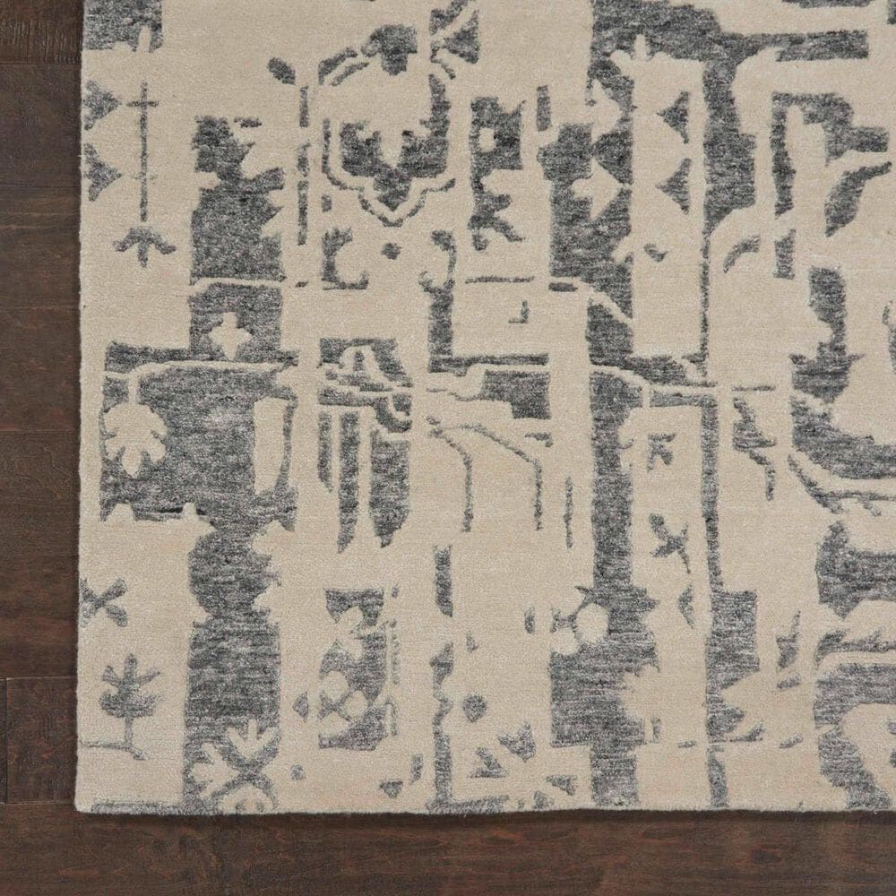 Nourison Silk Shadows 2&#39;3&quot; x 8&#39; Ivory and Grey Runner, , large