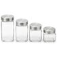 Home Basics 4-Piece Square Canister Set with Stainless Steel Lids in Clear, , large