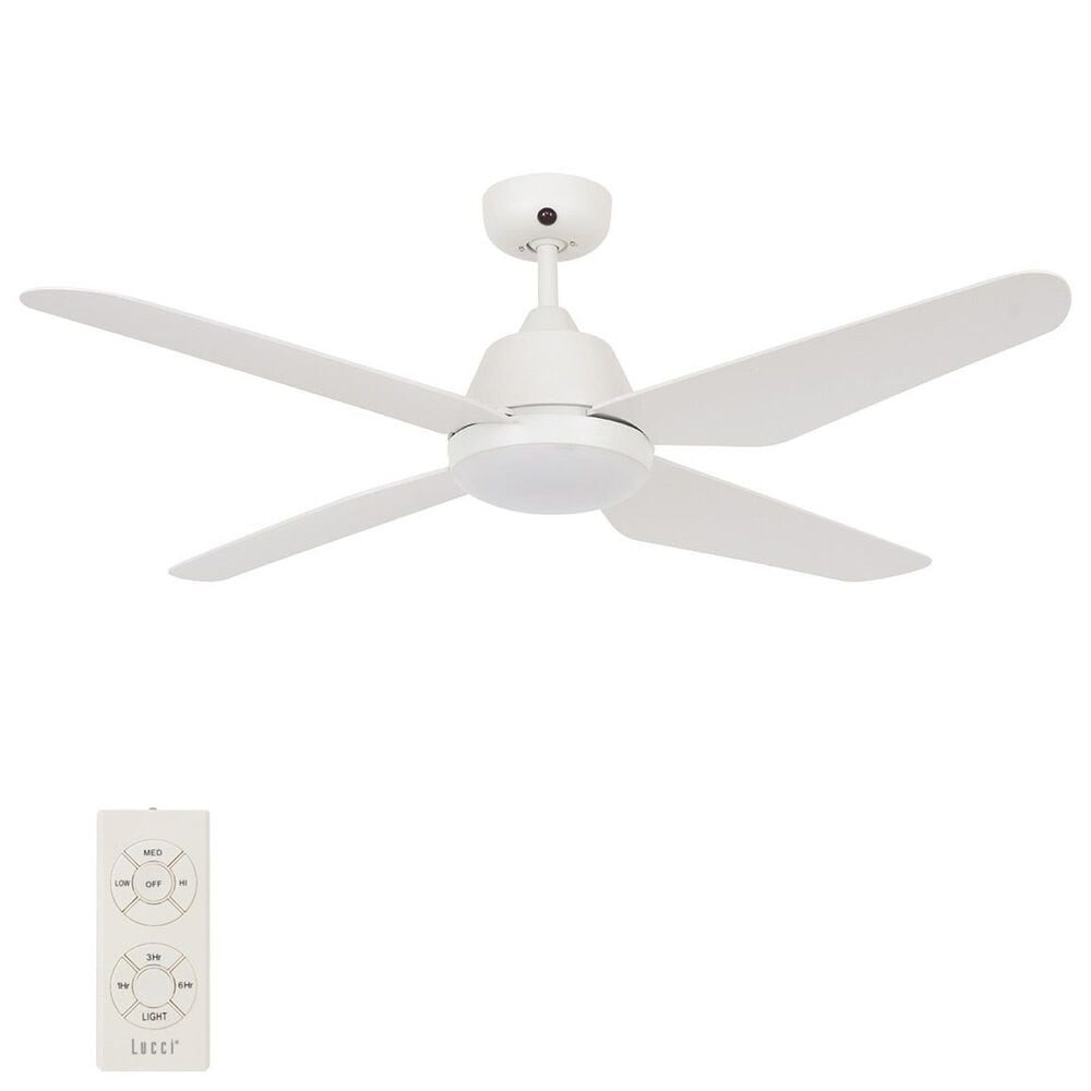Beacon Lighting Aria 52" Indoor LED Light with Remote Ceiling Fan in White, , large