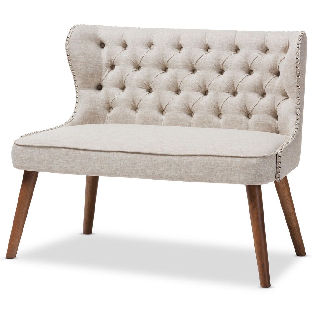 Baxton Studio Scarlett Stationary Loveseat Settee in Light Beige, , large