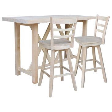 International Concepts 3-Piece Modern Farmhouse Bar Set in Unfinished, , large