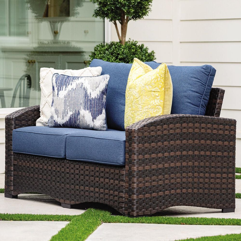 Ashley Windglow Patio Loveseat in Brown, , large