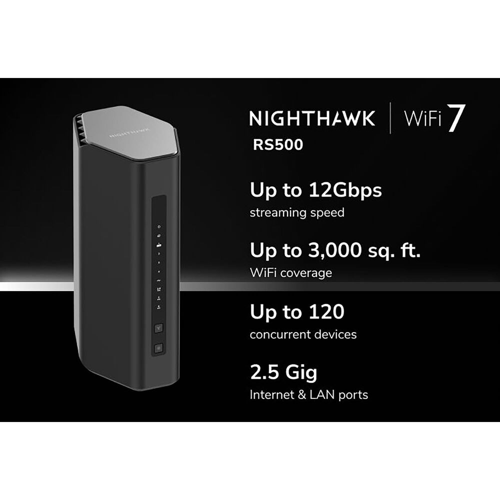 NETGEAR Nighthawk RS500 Wi-Fi 7 Tri-Band Router in Black, , large