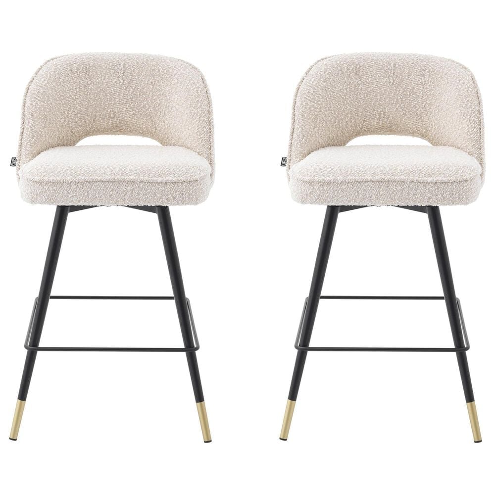 Eichholtz Cliff Counter Stool in Black and Brass (Set of 2), , large
