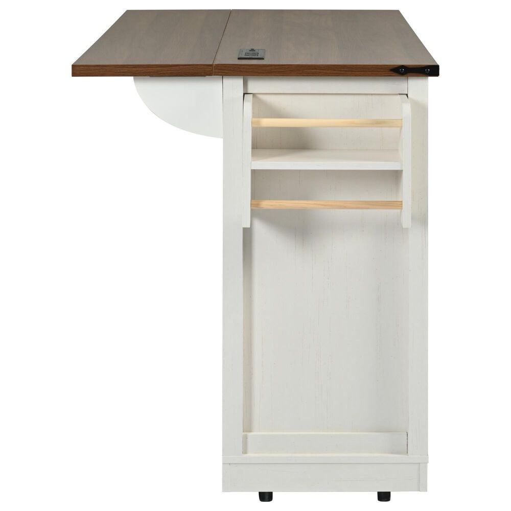 HOMLUX 54" Kitchen Island with Sliding Barn Door in White, , large