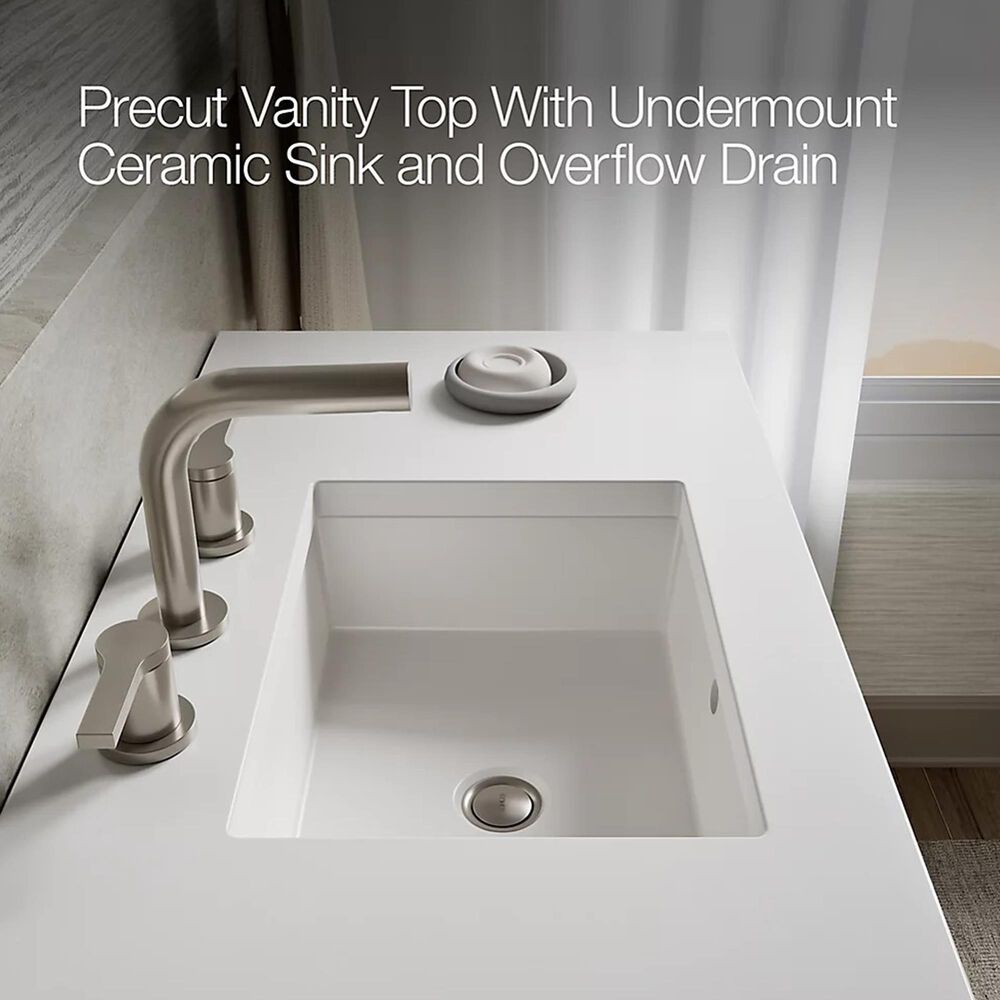 Kohler Seer 36" Single Bathroom Vanity in White with 3 cm Pure White Quartz Top and Rectangular Sink, , large