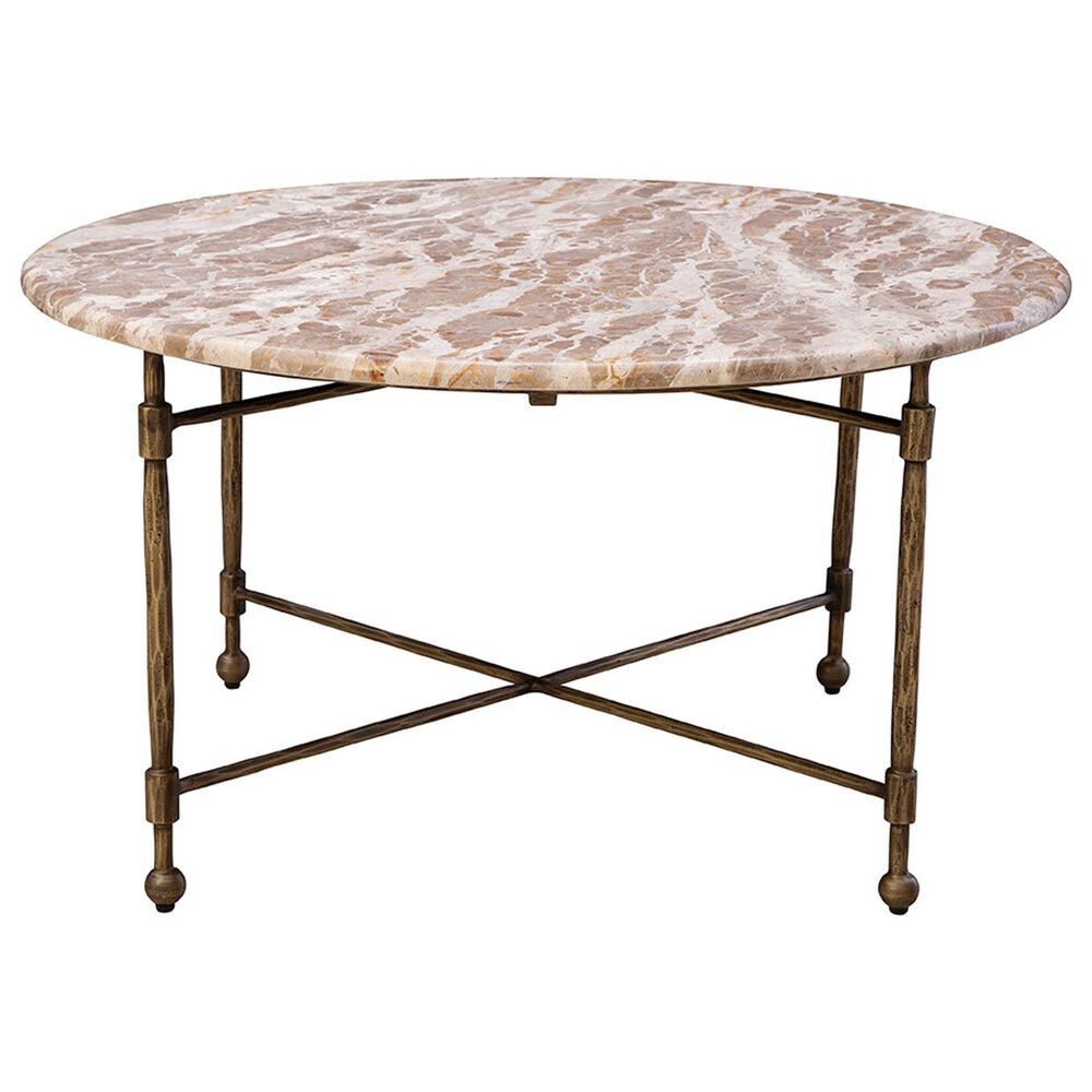 Timeless Designs Colmar Cocktail Table in Antique Brass and White, , large