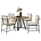 HOMLUX 5-Piece Round Dining Set with Cream Upholstered Chairs in Distressed Oak and Black, , large