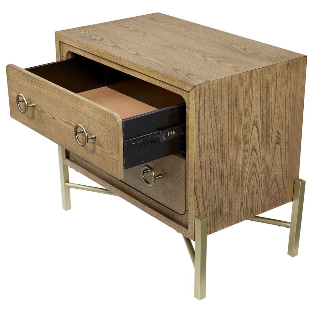 Sterling Timber Elure 2 Drawer Nightstand in Latte with USB Ports, , large