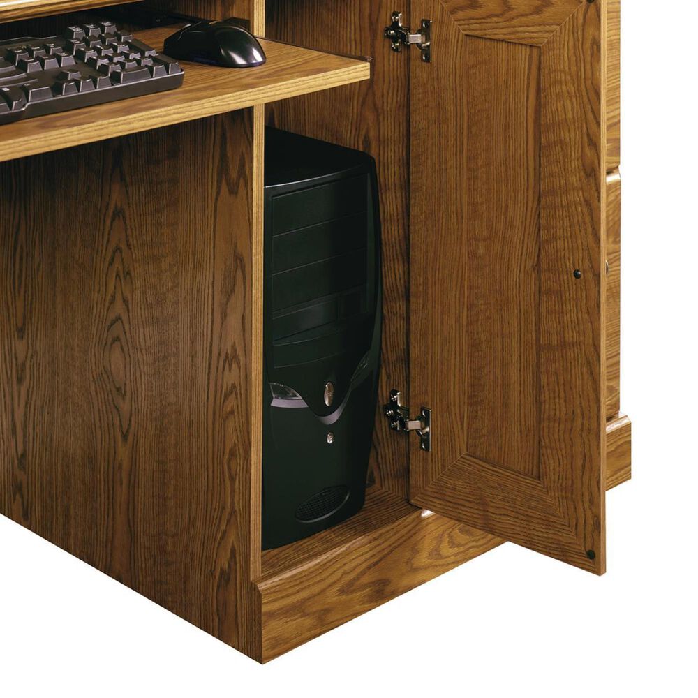 Sauder Orchard Hills Computer Desk and Hutch in Carolina Oak Shop NFM
