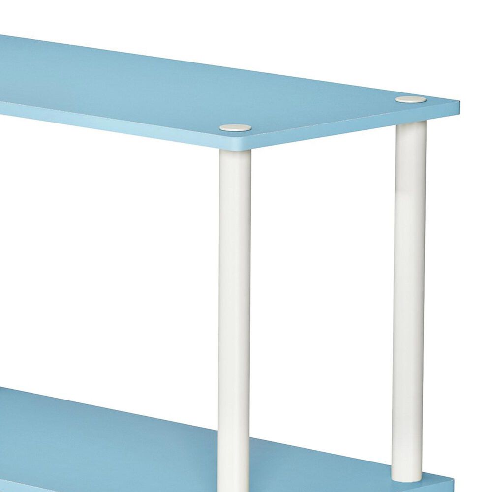 HOMLUX 3-Tier Compact Open Storage Bookshelf in Light Blue and White, , large