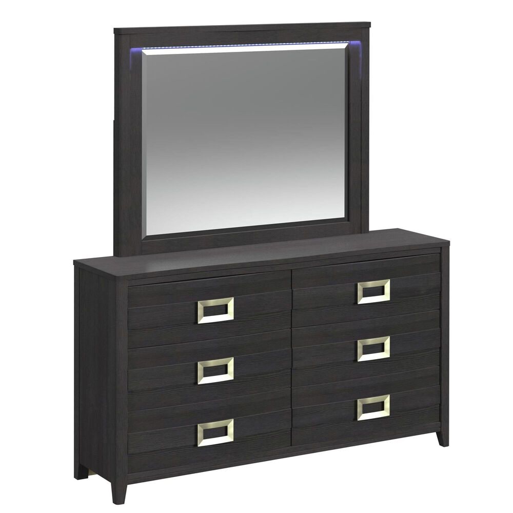 Mayberry Hill Tobias 6-Drawer Dresser and Mirror in Black, , large
