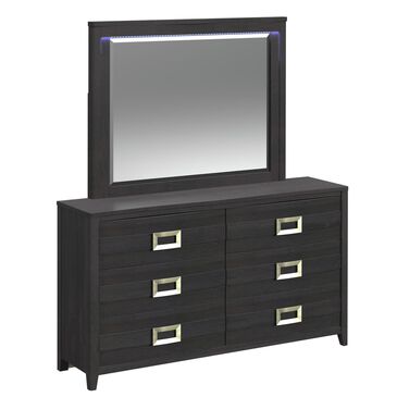 Mayberry Hill Tobias 6-Drawer Dresser and Mirror in Black, , large