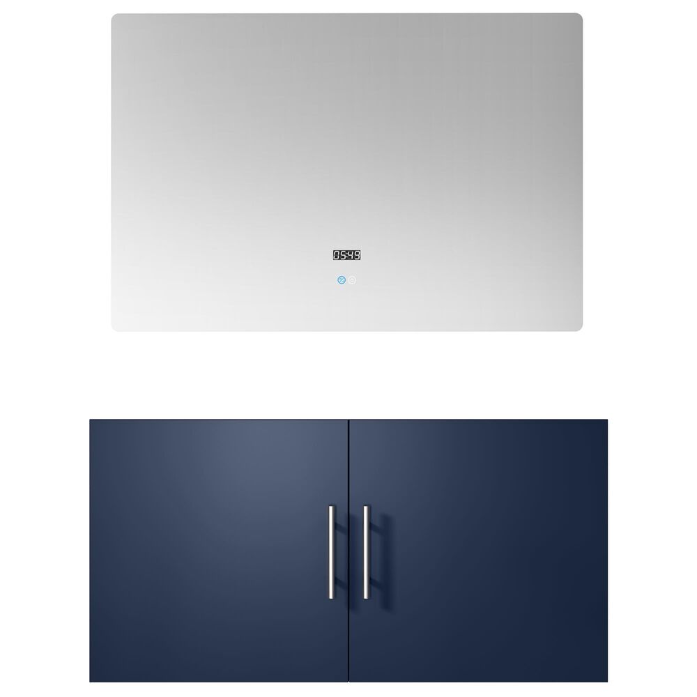 Lexora Home Geneva 36&quot; Single Bathroom Vanity Cabinet Only in Navy Blue and 36&quot; LED Mirror, , large