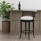 Armen Living Telia Bar Height Stool with Ivory Upholstery in Dark Brown, , large