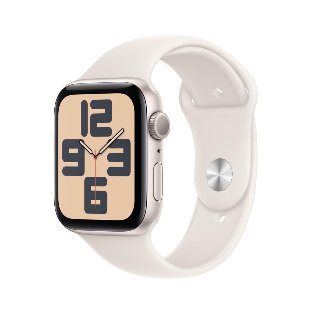 Apple Watch SE GPS 44mm Starlight Aluminum Case with Starlight Sport Band - S/M, , large