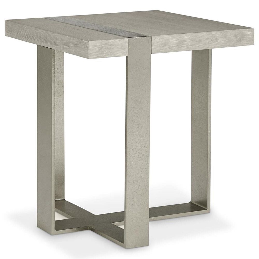 Bernhardt Tempo Side Table in Larza and Satin Nickel, , large