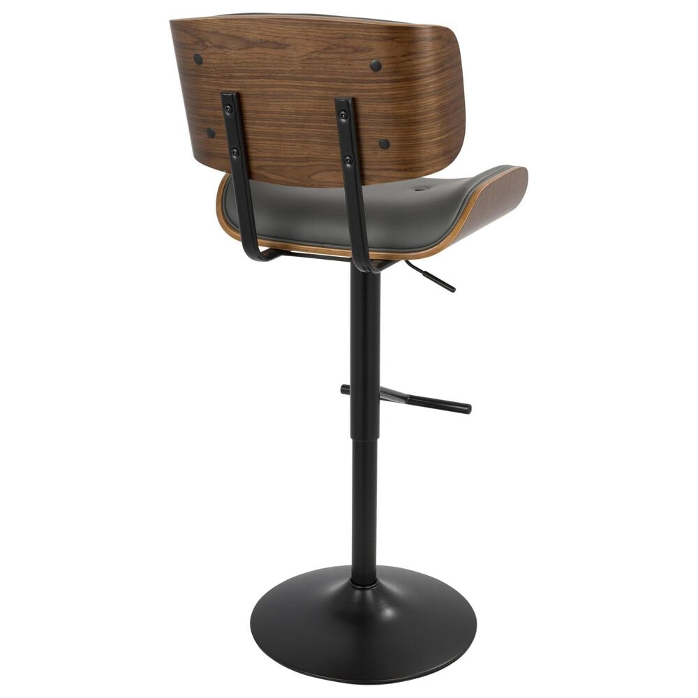 Lumisource Lombardi Swivel Adjustable Barstool with Grey Cushion in Black and Walnut, , large