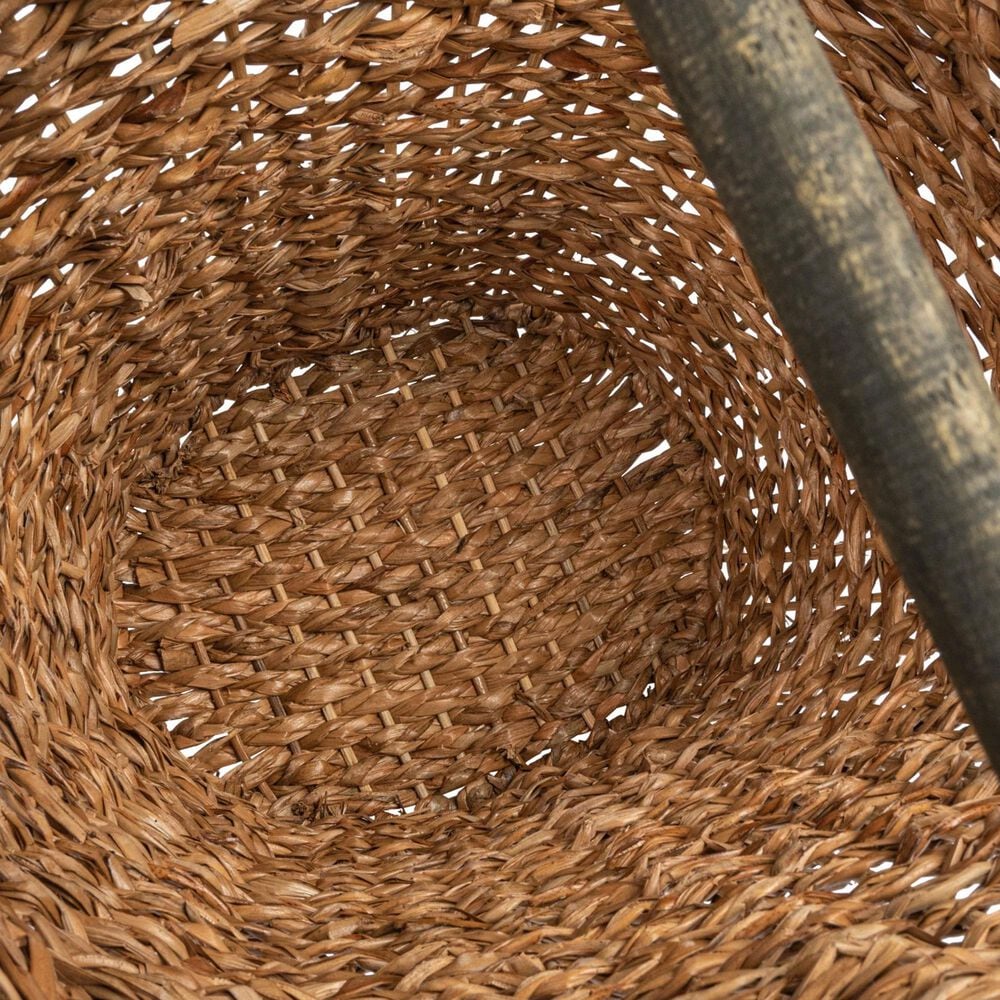 Creative Coop Braided Bankuan Toilet Paper Basket with Wood Handle in Natural, , large