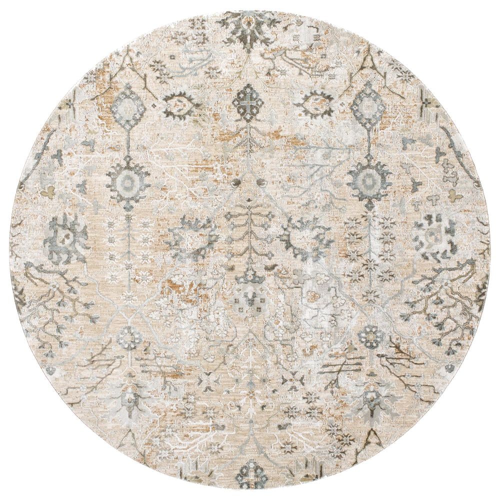 Surya Brunswick 5"3" Round Taupe, Light Beige, Olive, Gray and Deep Teal Area Rug, , large