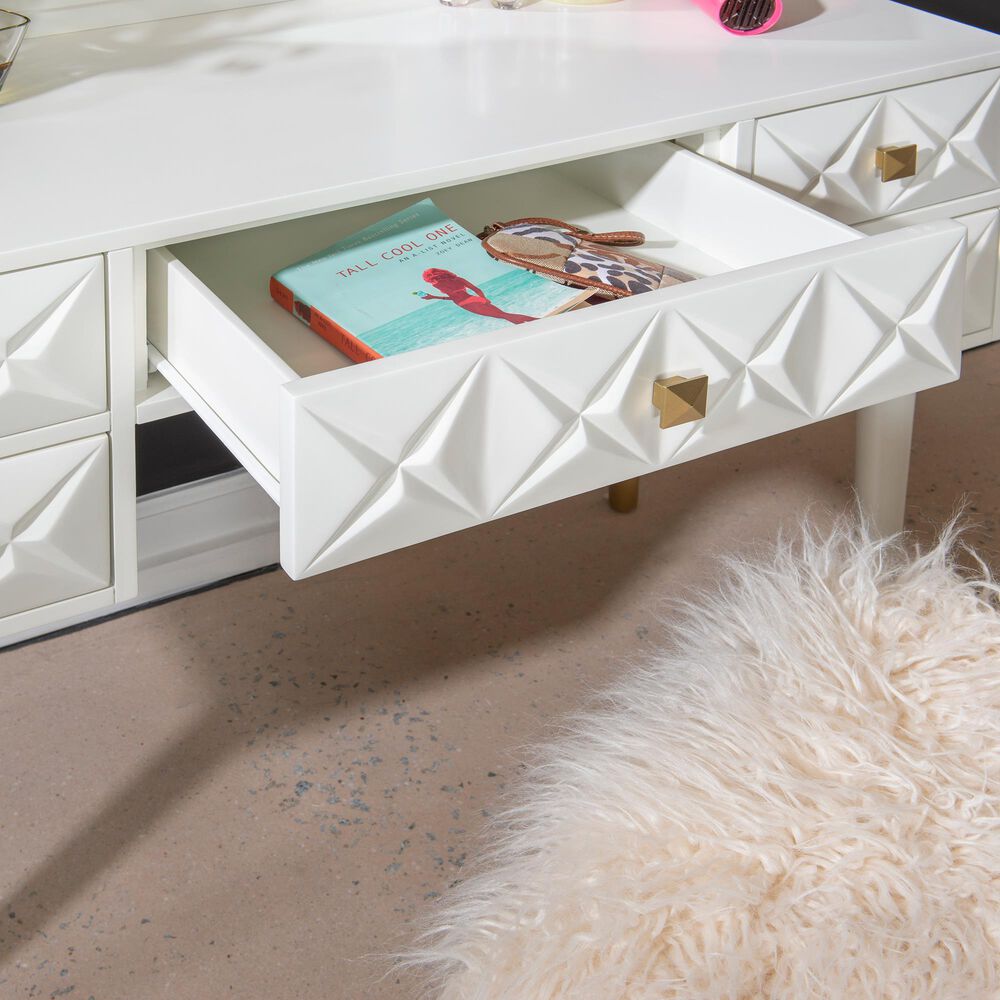 Linon Home Decor Geo Vanity with Stool in White, , large