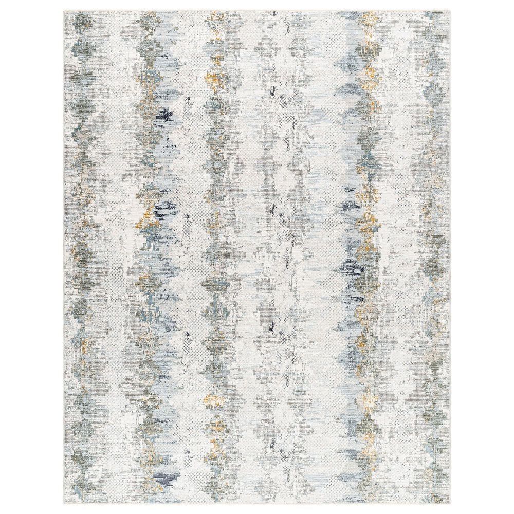 Surya Dresden Off-White, Taupe, Dusty Sage, Ink Blue, Light Gray and Deep Teal 6'7" x 9'6" Area Rug, , large