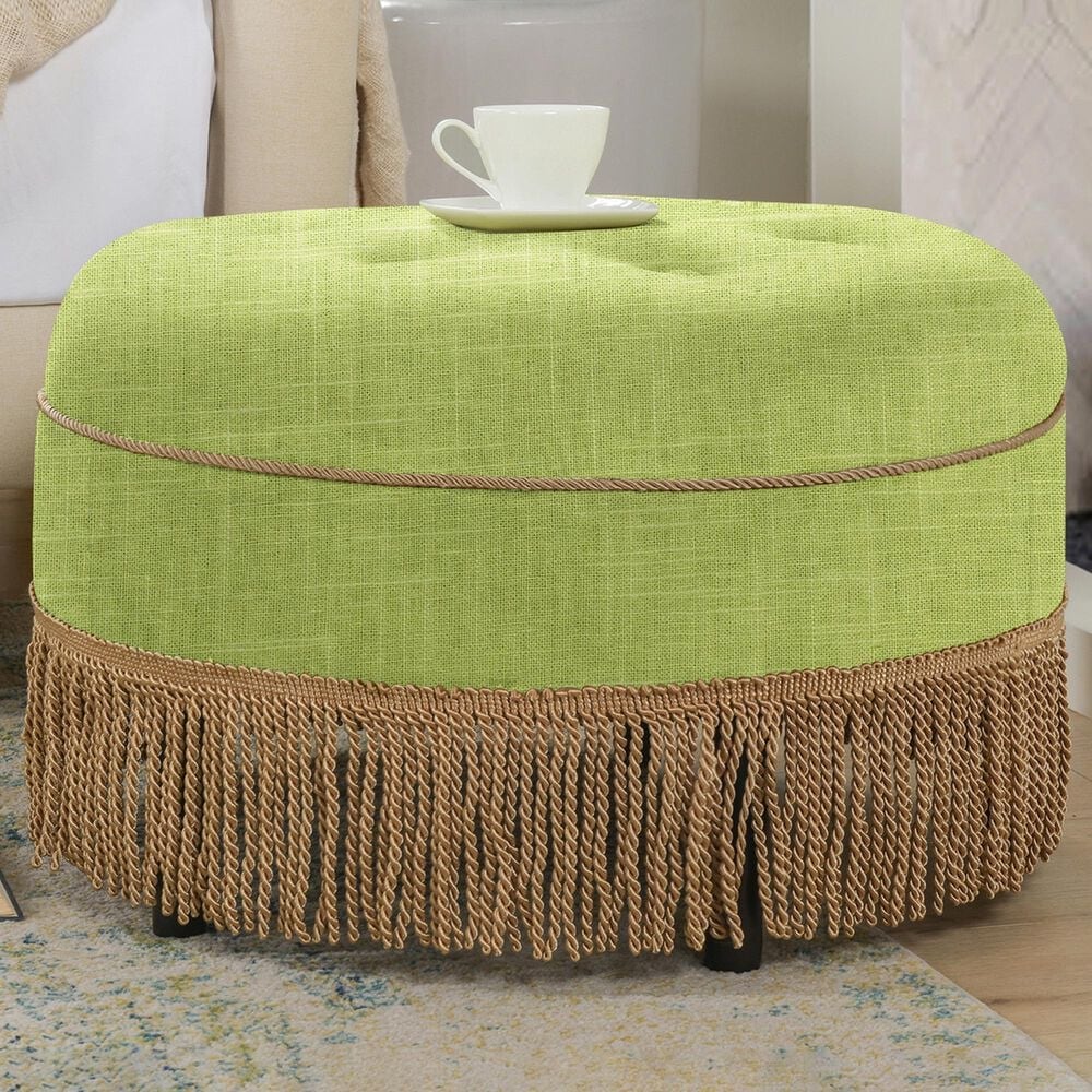 Jennifer Taylor Home Yolanda Standard Ottoman in Bright Chartreuse and Ivory, , large