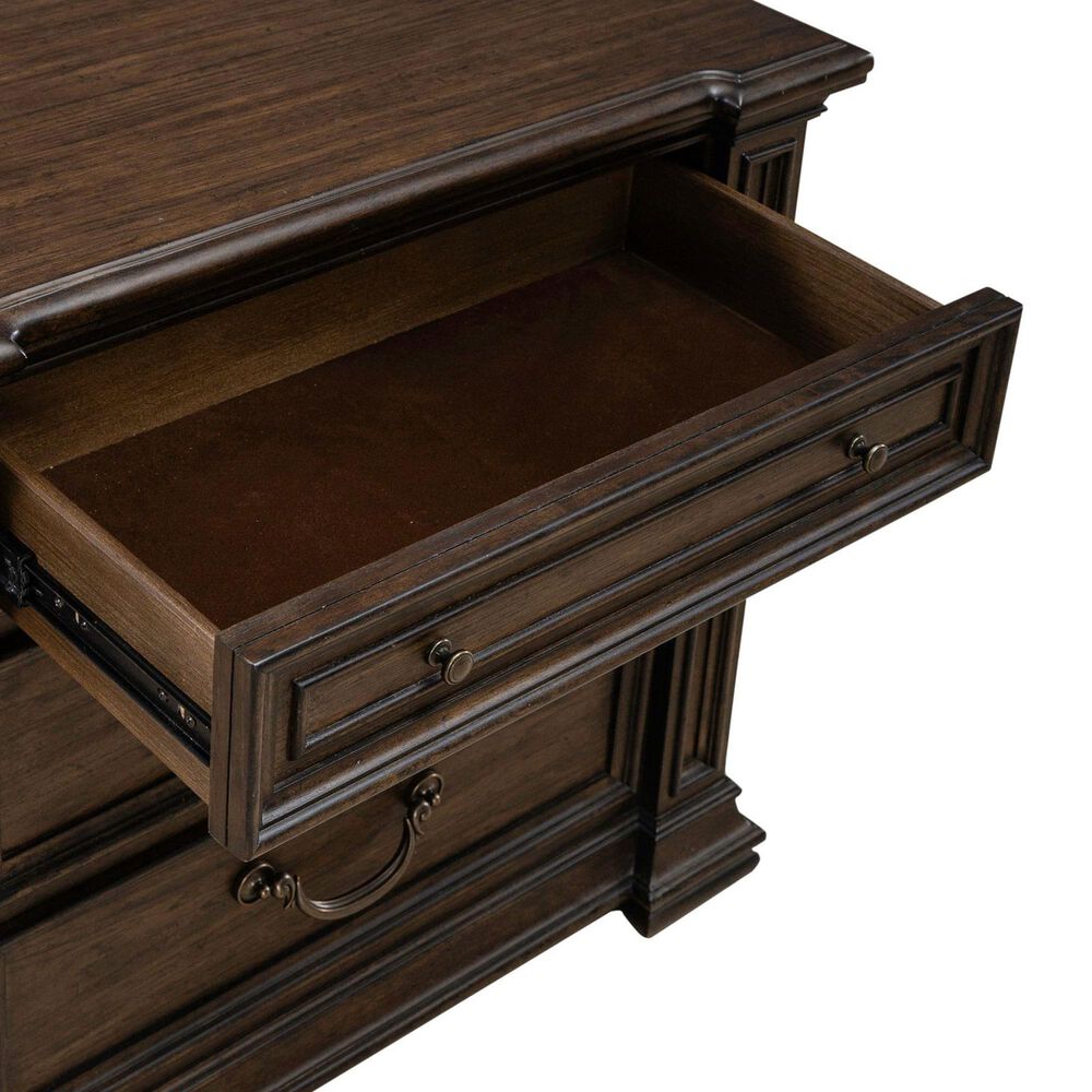Belle Furnishings Provence Park 3-Piece Queen Upholstered Shelter Bedroom Set with Two Nightstands in Chateau Brown, , large