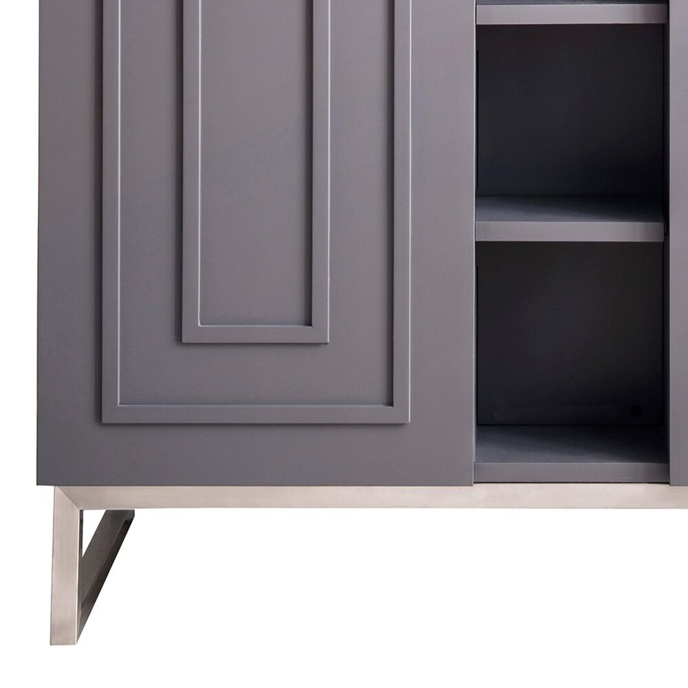 James Martin Vanities Alicante 39.5&quot; Single Bathroom Vanity in Grey Smoke and Brushed Nickel with 5 cm White Glossy Resin Top and Rectangular Sink, , large