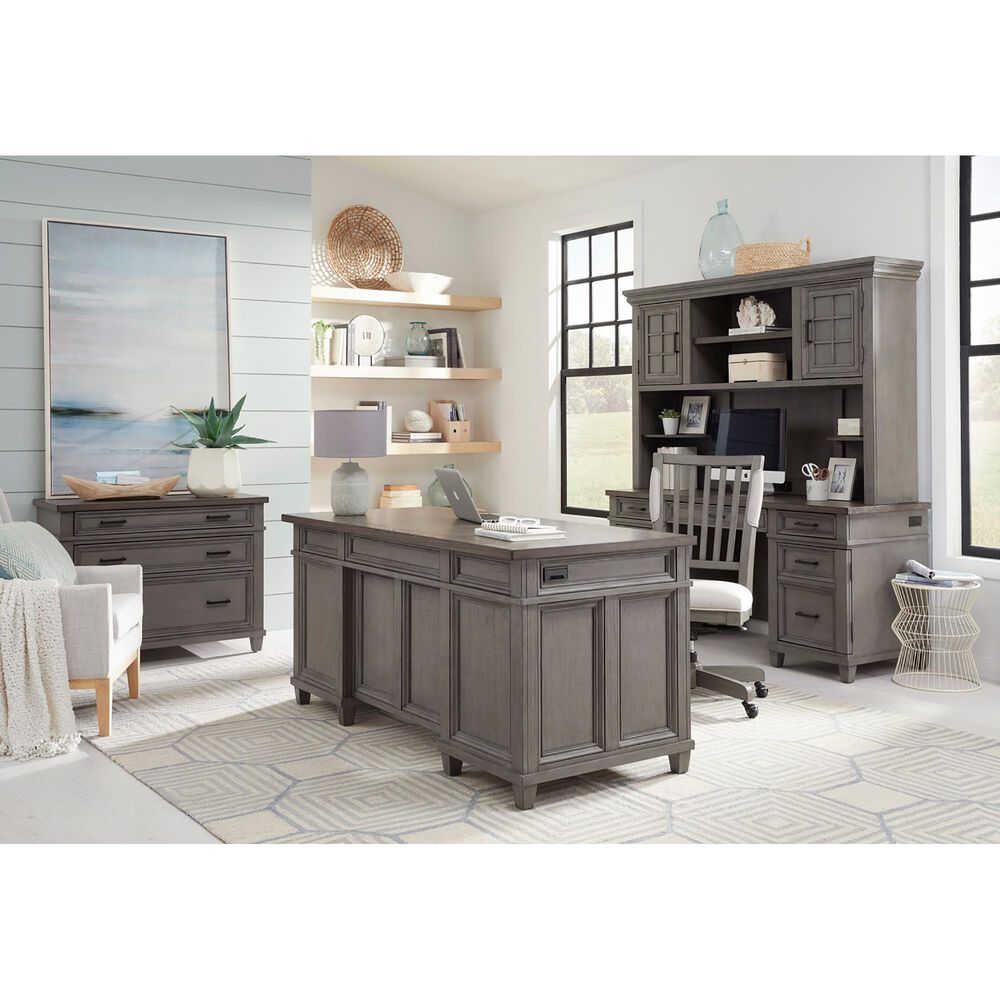 Riva Ridge Caraway 66&quot; Executive Desk in Aged Slate and Brown, , large