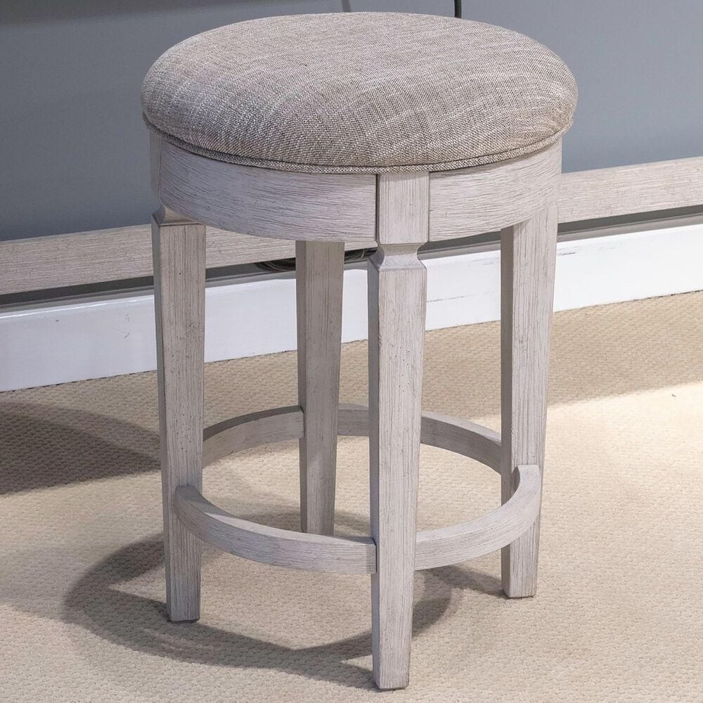 Belle Furnishings Caruso Heights Upholstered Swivel Console Stool in Whitestone, , large