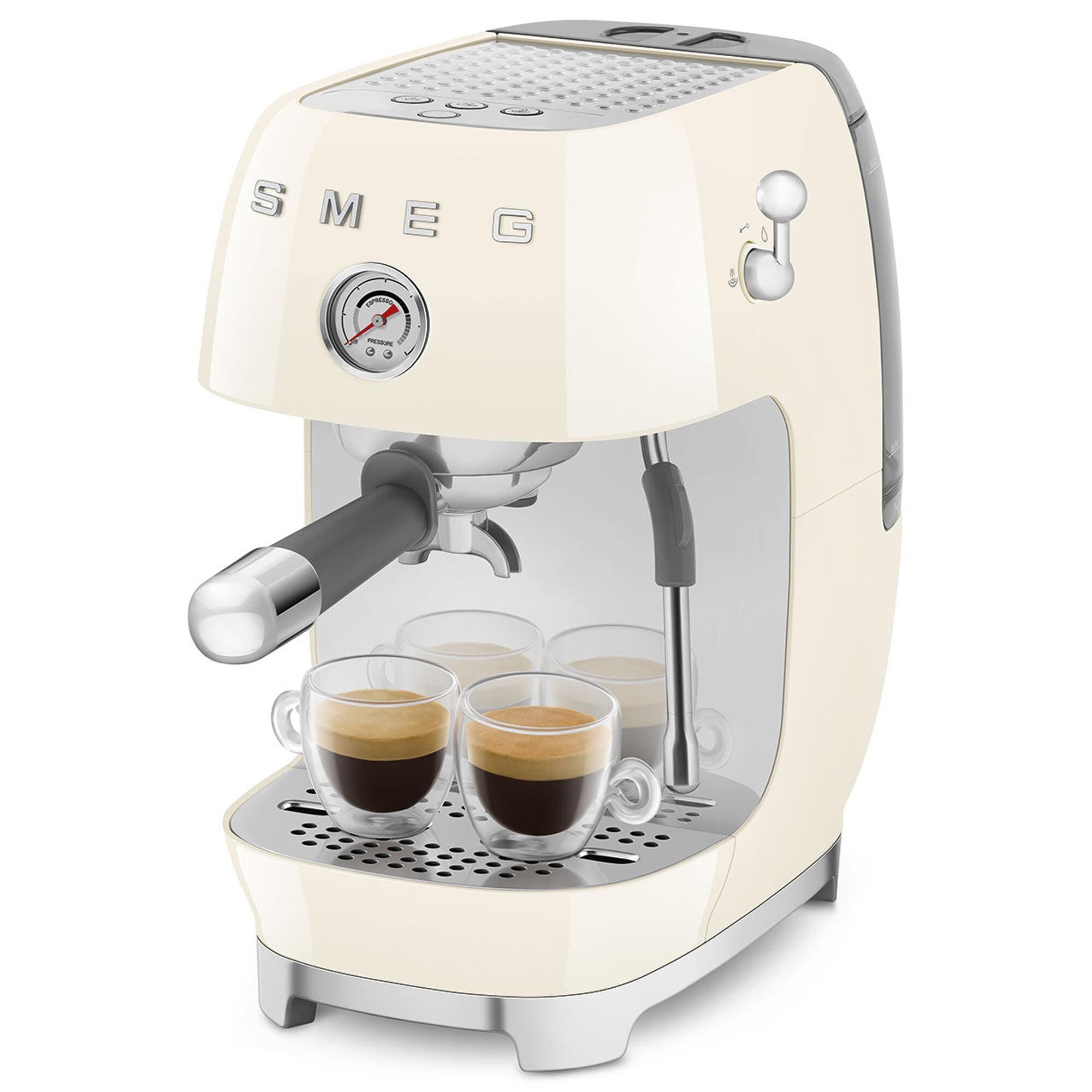 SMEG Retro Style 47 Oz Espresso and Cold Brew Coffee Machine in Cream
