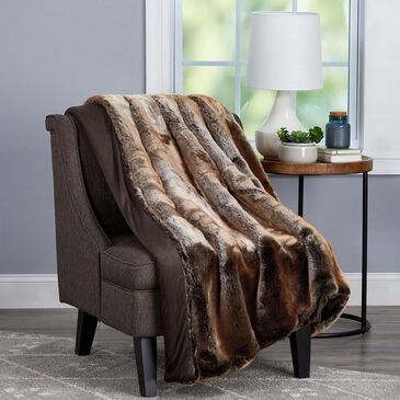 Timberlake Lavish Home Zobel Faux Marten Sable Throw in Amber Brown, , large