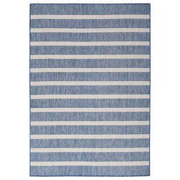 Nourison Positano POS03 Navy and Ivory 5" x 7" Indoor/Outdoor Area Rug, , large
