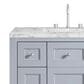 James Martin Vanities Breckenridge 36" Single Bathroom Vanity in Serenity Blue with 3 cm Carrara White Marble Top and Rectangular Sink, , large