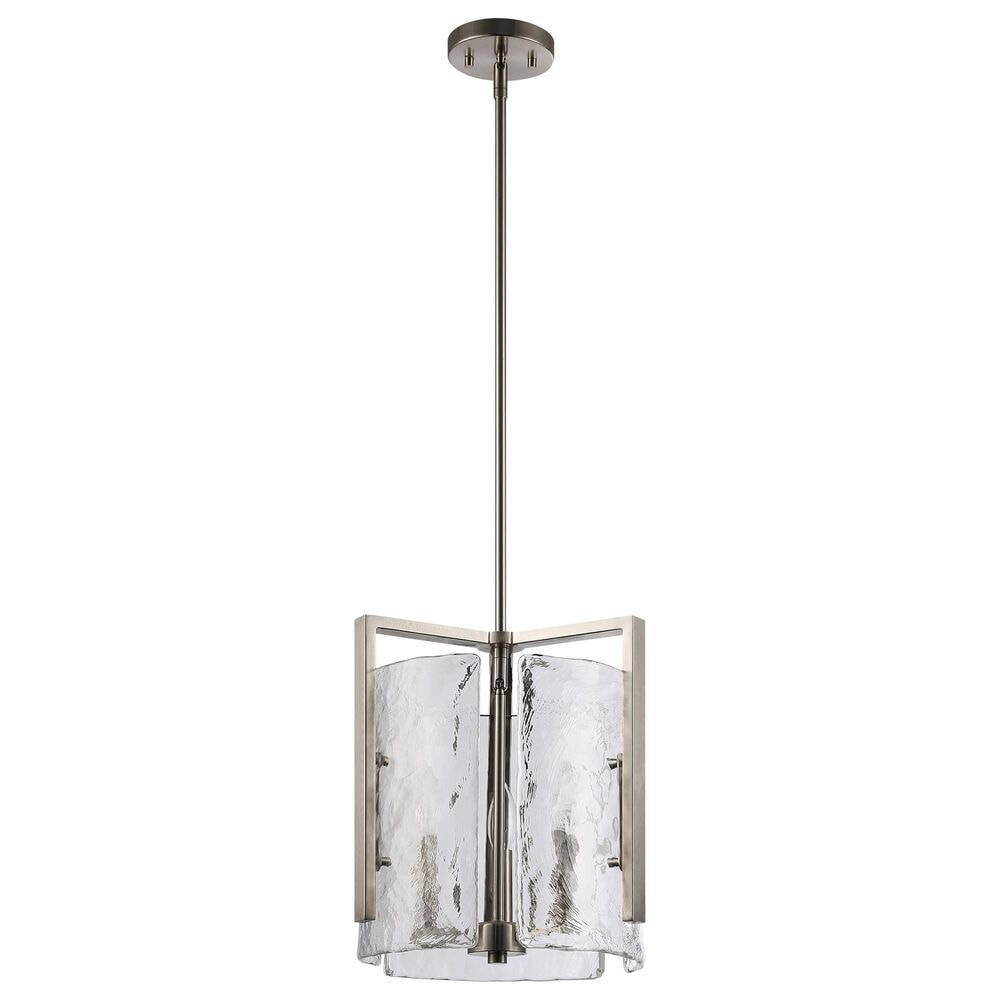 Golden Lighting Aenon 3-Light Wide Taper Candle Pendant with Hammered Water Glass Shade in Pewter, , large