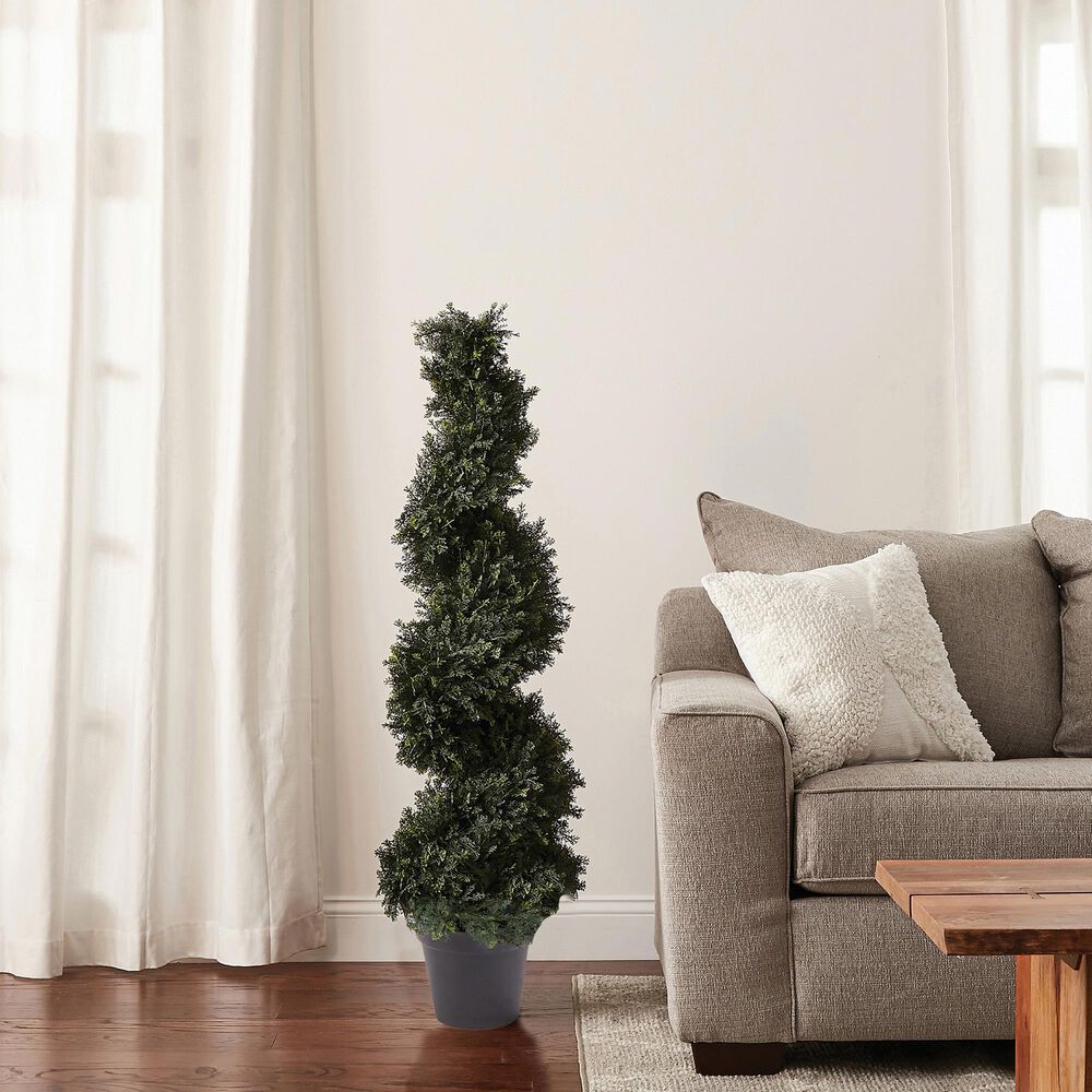 Timberlake 4' Artificial Spiral Cypress Topiary Tree with Pot in Green, , large