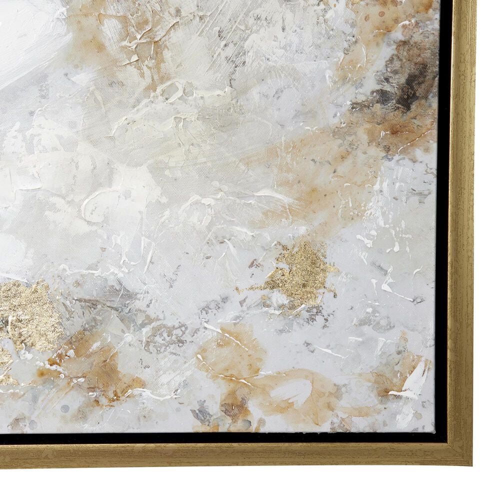 Maple and Jade 40&quot; x 40&quot; Square Floral Wall Art with Gold Frame in White, Gray, Brown, Bronze and Black, , large