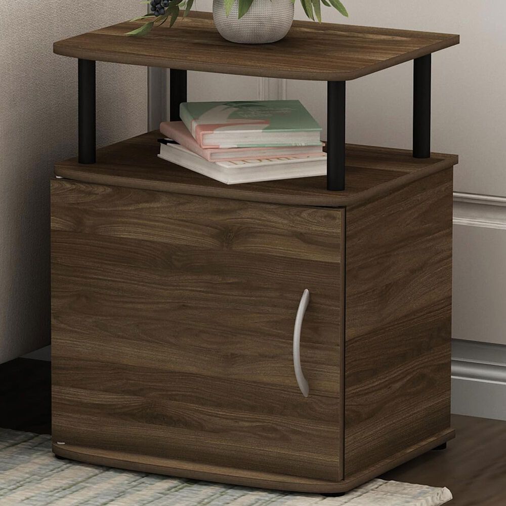 HOMLUX End Table with Open Shelf in Columbia Walnut and Black, , large